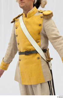  Photos Army man in cloth suit 2 18th century Army beige yellow and jacket historical clothing upper body 0004.jpg